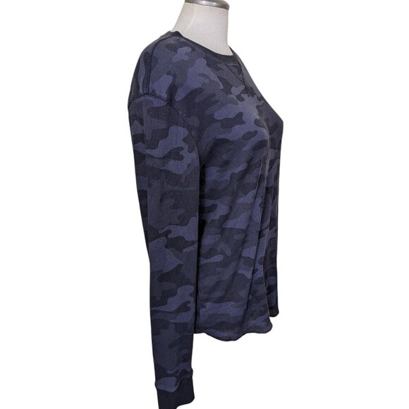 Joe Fresh Thermal Camo Print Top Womens Size Large Gray Long Sleeve Waffle Knit - Picture 4 of 7